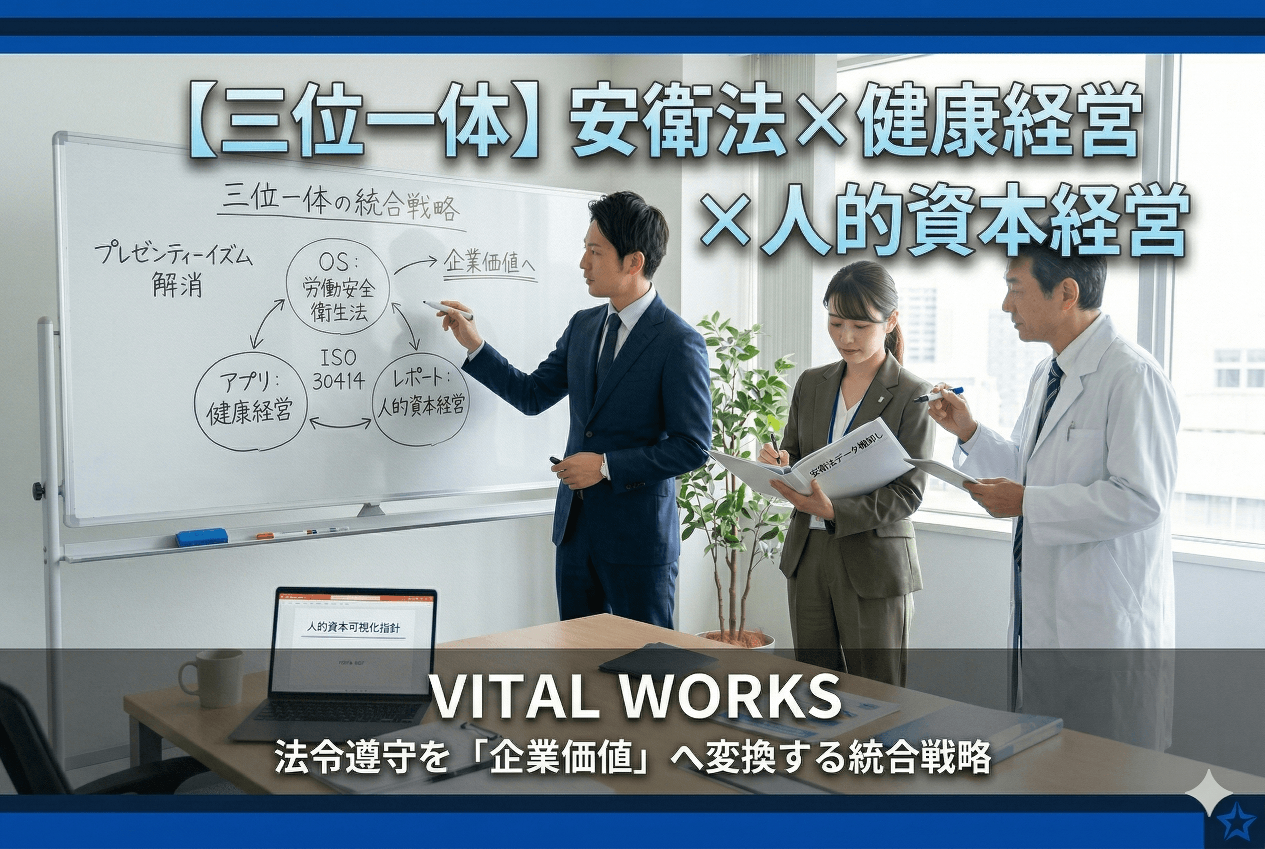 【三位一体の経営戦略】労働安全衛生法・健康経営・人的資本経営の相関図：法令遵守を「企業価値」へ変換する全プロセス